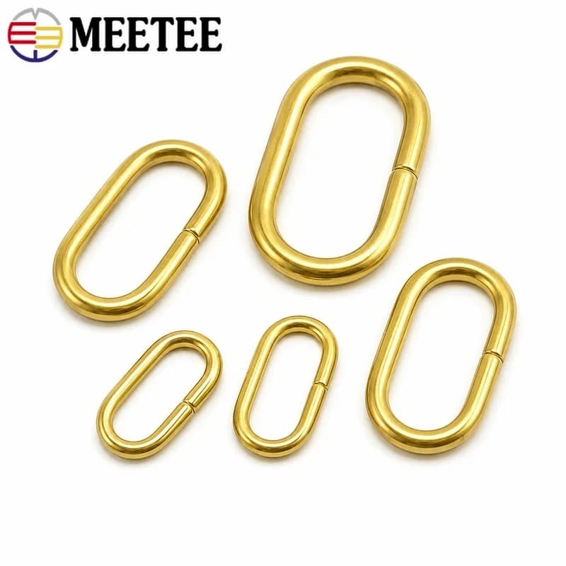 2-10Pcs 16-38mm Solid Brass Oval O Ring Buckles for Keychains Dog Leashes Pet Collars Bag Straps Leather Craft Sewing Hardware