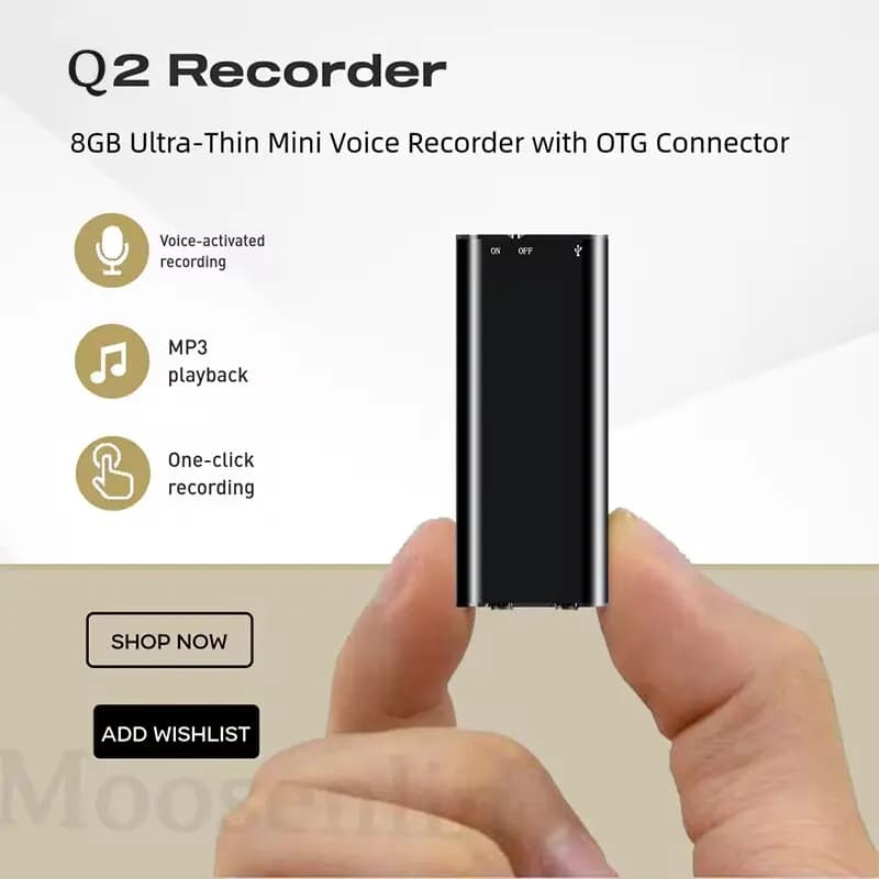 Mini registratore vocale ultrasottile da 8 GB/16 GB Lettore MP3 con riduzione del rumore di attivazione vocale digitale di grado professionale