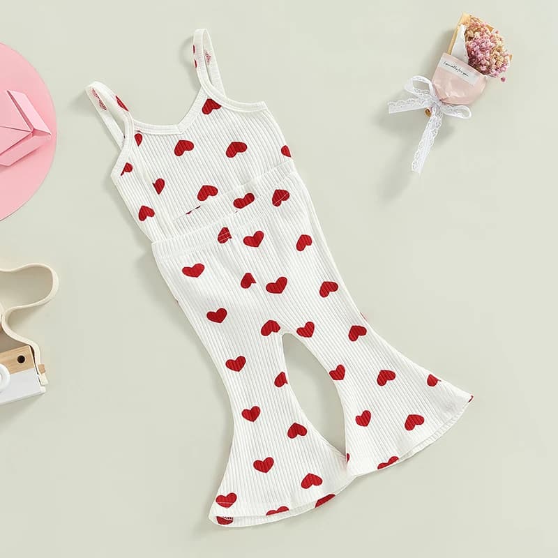 Completo da bambina in 2 pezzi con stampa floreale, top con maniche a volant e leggings con elastico in vita per abiti estivi