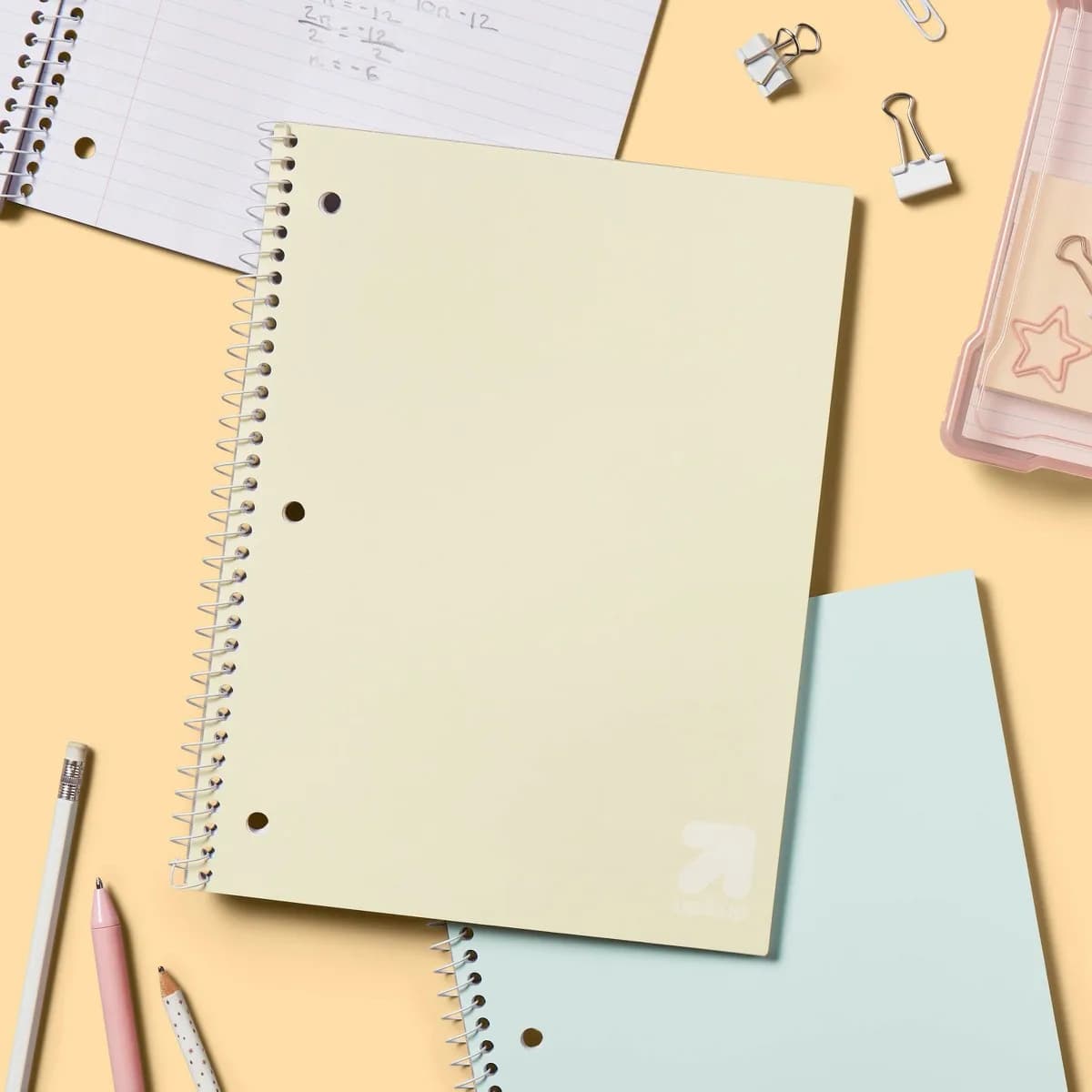 College Rule Spiral Notebook 7.5"x9.75" Poly Cover 70 Sheets Pastel Yellow - up&up