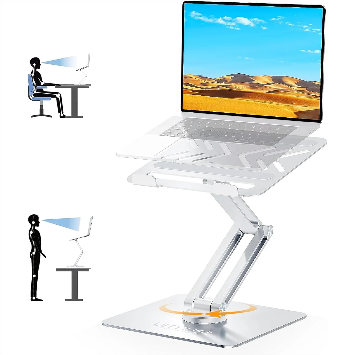 360° Rotating Laptop Stand for Desk Adjustable Height Ergonomic Riser for All Laptops 10-17