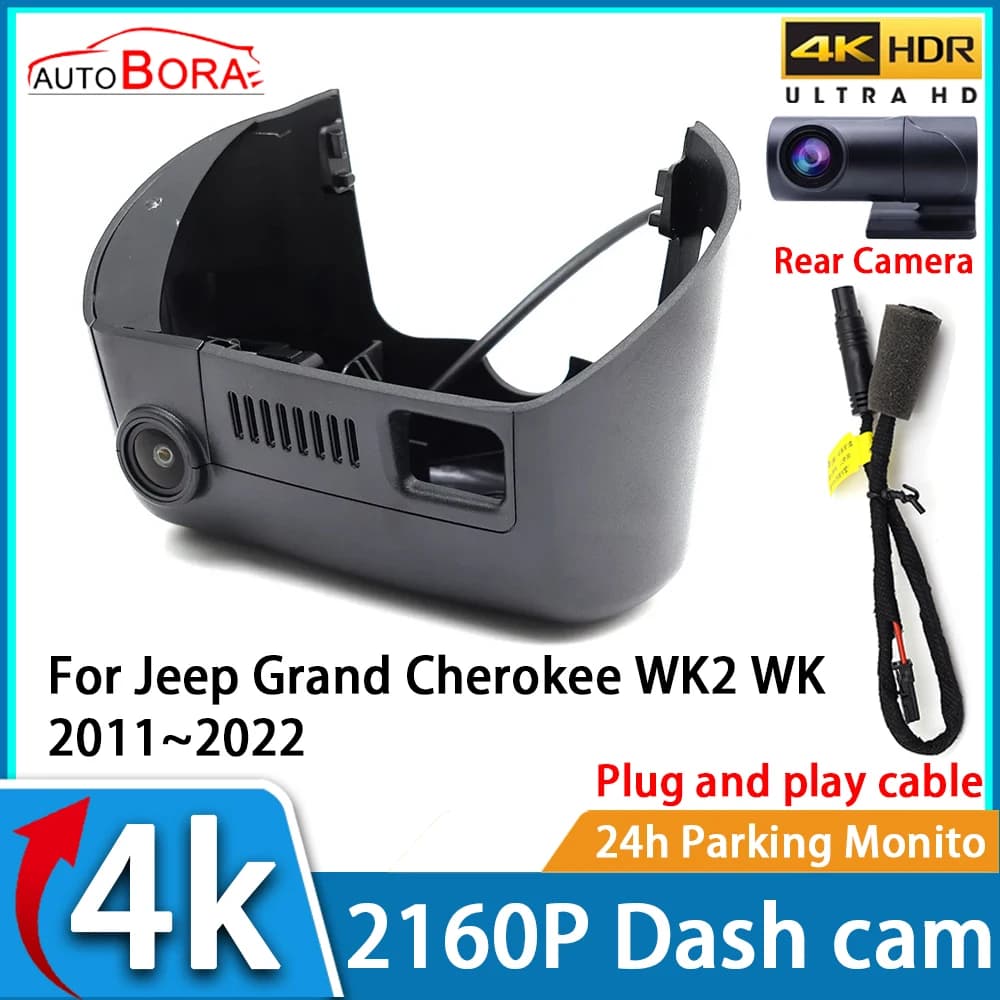 Video Recorder for Auto ZhuCamX with Night Vision UHD 4K 2160P DVR Dash Cam for Jeep Grand Cherokee WK2 WK 2011~2022