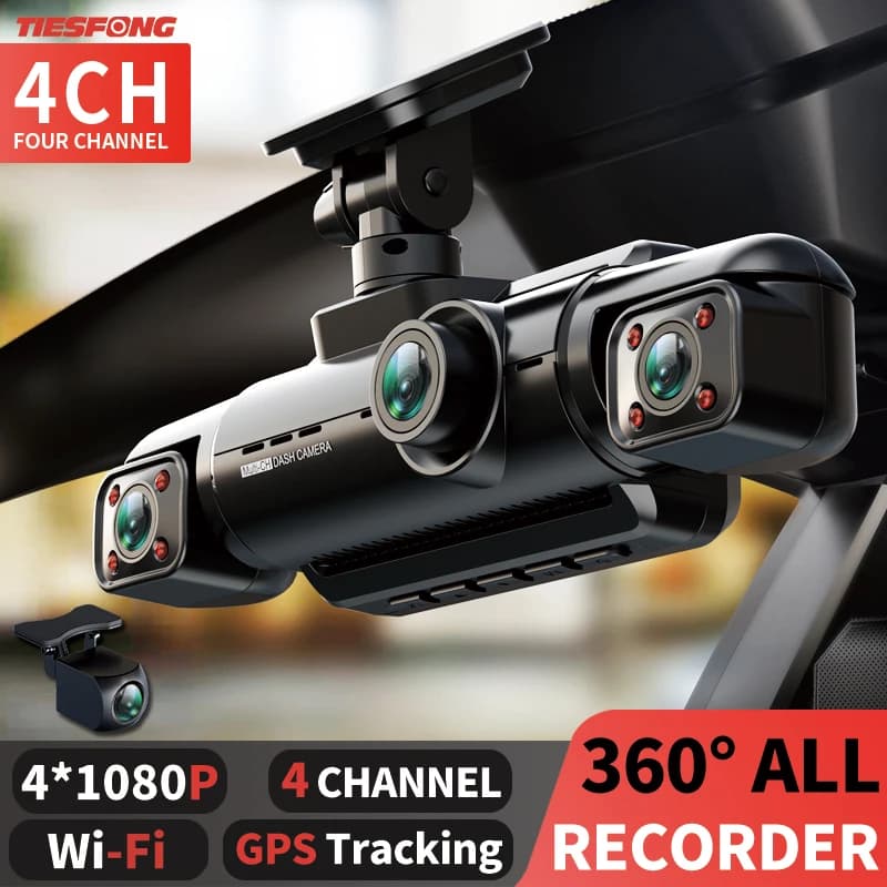 TiESFONG Car Dash Cam 4 channels A99 FHD 1080P for Auto DVR 360 ° video recorder automatic night vision WiFi Sensor G support 24-hour parking monitor