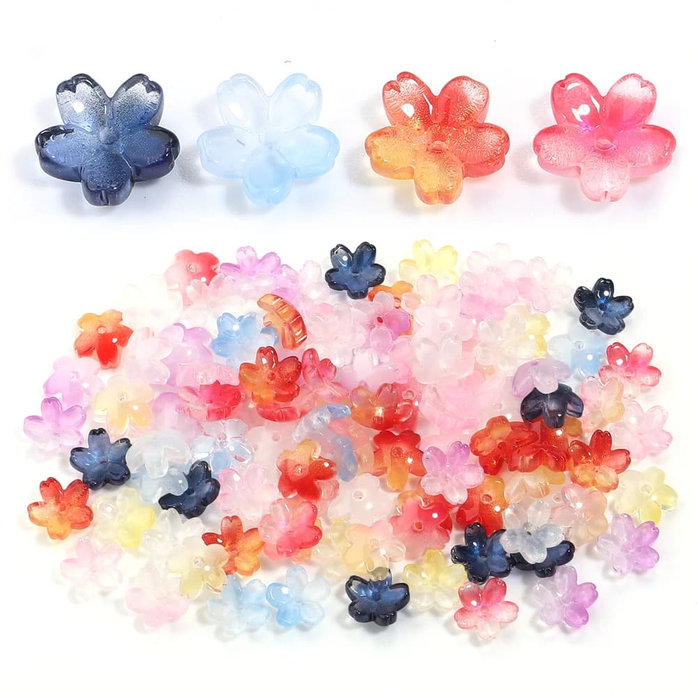 50 pcs 10.5mm Flower Cherry Beads Murano Glass Beads Colorful Trained For Production of FAI Jewels by The Handicrafted Bracelet Necklace Accessories