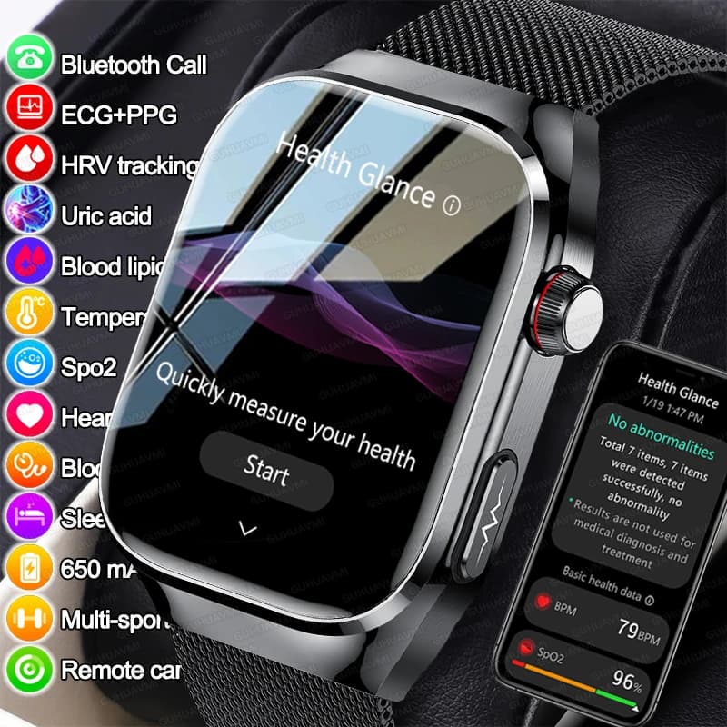 2025New Micro Esame di Fisico Astuto Della Vigilanza Per Gli Uomini Acido Urico Grasso Del Corpo Cinque Organo Salute Orologi Chiamata Bluetooth SmartBracelet