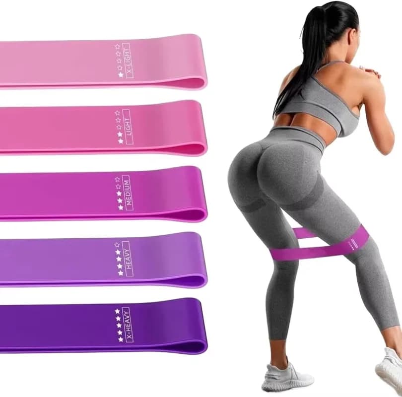 Set di mini fasce per fitness da palestra / Allenamento in lattice elastico alto con fascia di resistenza per mulino di 5 dimensioni