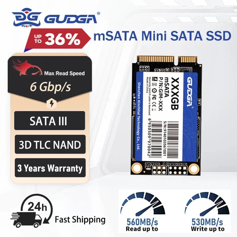 GUDGA MSATA Mini SATA SSD 512GB 128GB 256GB 1TB 2TB SATAIII Unità a stato solido Mini SATA interna per laptop ETH unità ssd unità ssd per disco rigido portatile unità ssd per unità computer hdd ssd
