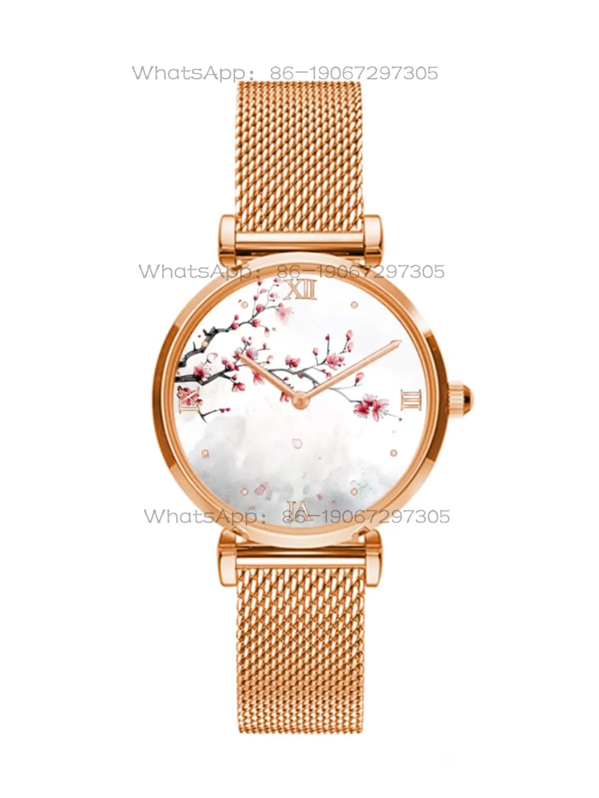 Orologio al quarzo Guochaofeng in pelle con motivo floreale a inchiostro artistico, personalizzabile, regalo di compleanno per studentesse e amiche