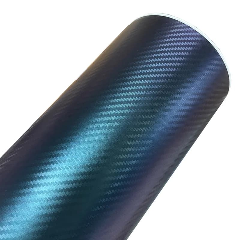 Pellicola Adesiva in Fibra di Carbonio 3D Camaleonte Premium, Cambio Colore da Verde a Viola, Adesivo per Wrapping Auto