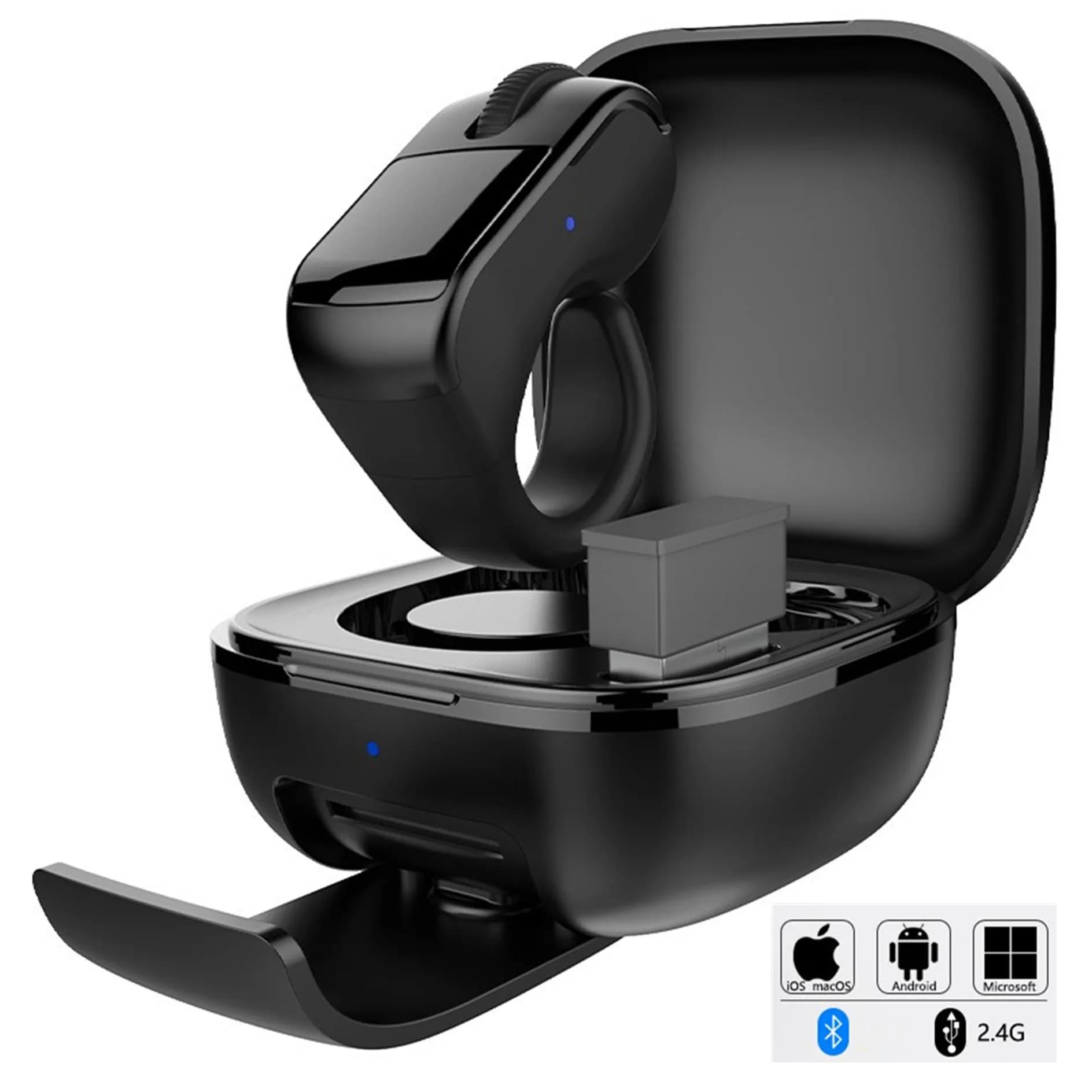 Mini Mouse Wireless Bluetooth 2.4G per Telefono, Tablet, Computer Portatile, Controller Video con Custodia di Ricarica USB, Telecomando per iOS