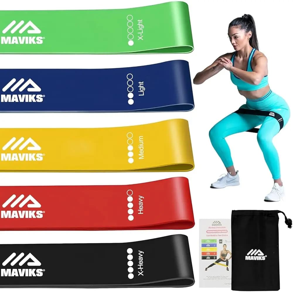 Set di 5 Fasce di Resistenza per Esercizi, per Donne e Uomini, Bande Elastiche per Allenamento, Fisioterapia, Braccia e Gambe
