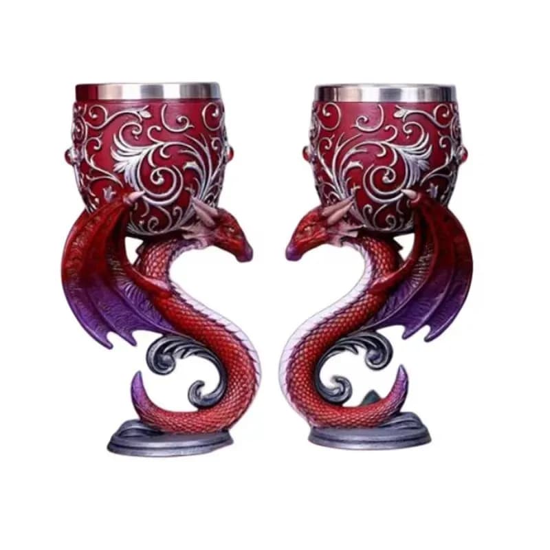 Coppia europea medievale bicchiere da vino personalizzato a forma di drago tazza alta bicchiere da vino rosso unicorno bicchiere da vino decorazione scheletro