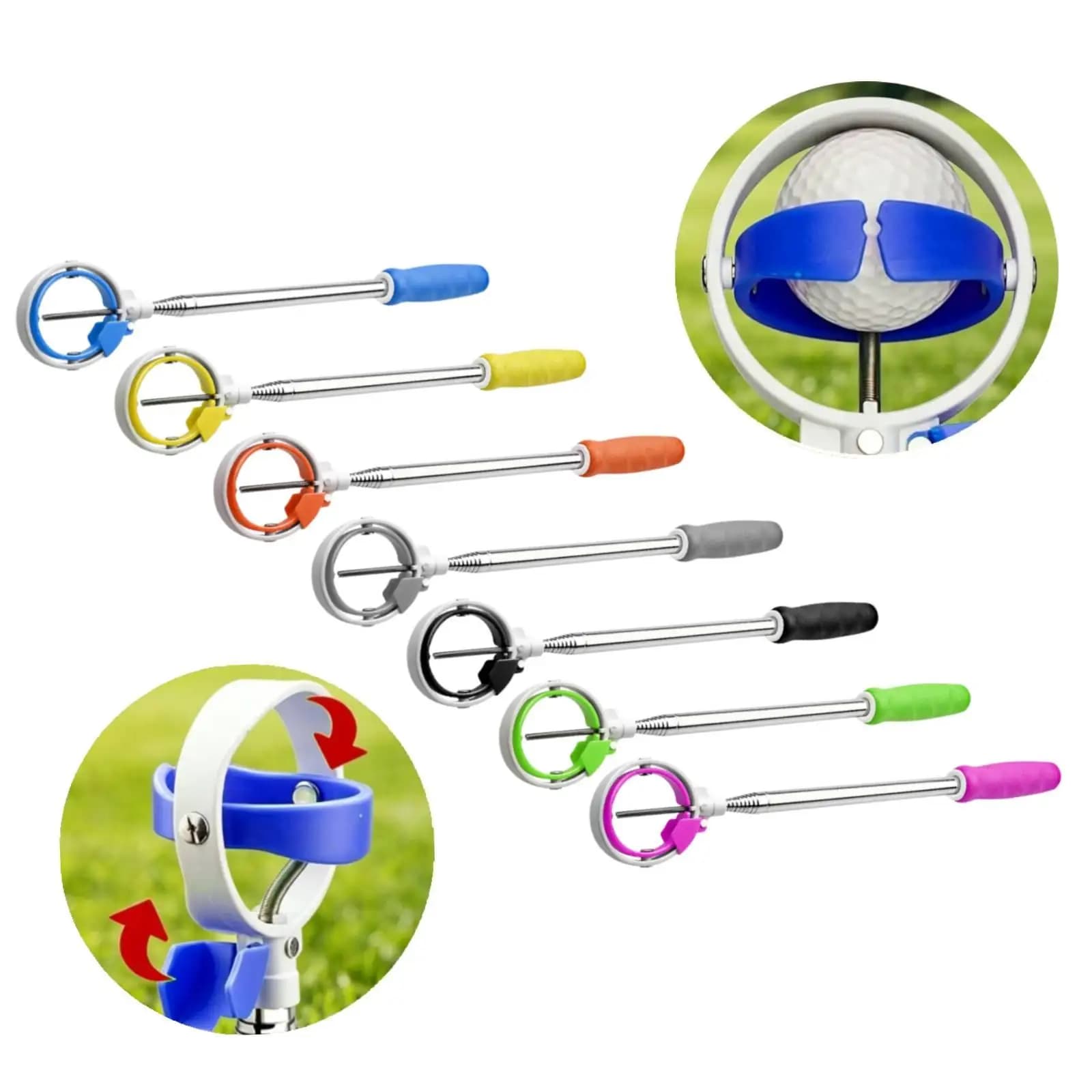 Durable Golf Ball Picker Plastic Rubber Stainless Golf Gadget for Course Water Hazards Quick Upright Pickup