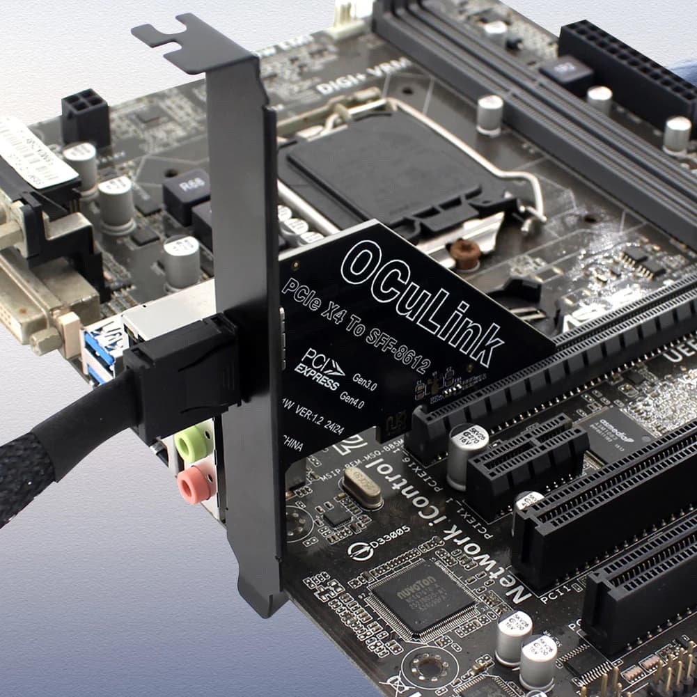 1 PC PCIe To SFF 8611&8612 Adapter Card PCI Express PCI-E X4/X1 SSD Convert Card PCle4.0 PCIE X4/X1 To Oculink SFF-8612 Adapter
