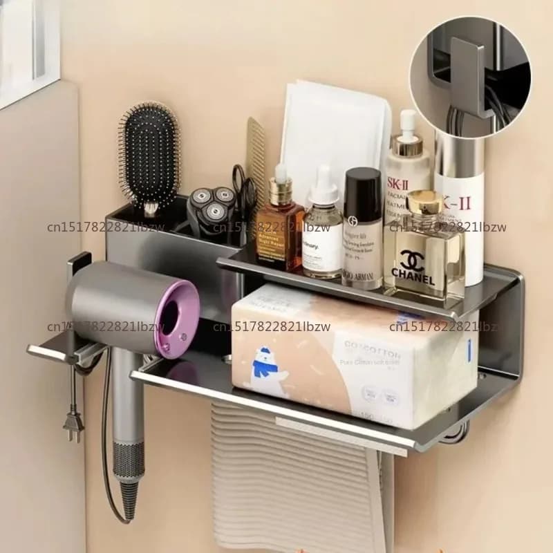 bathroom hair dryer shelf no punch wall-mounted bathroom hair dryer comb multifunctional storage shelf,bath shelves