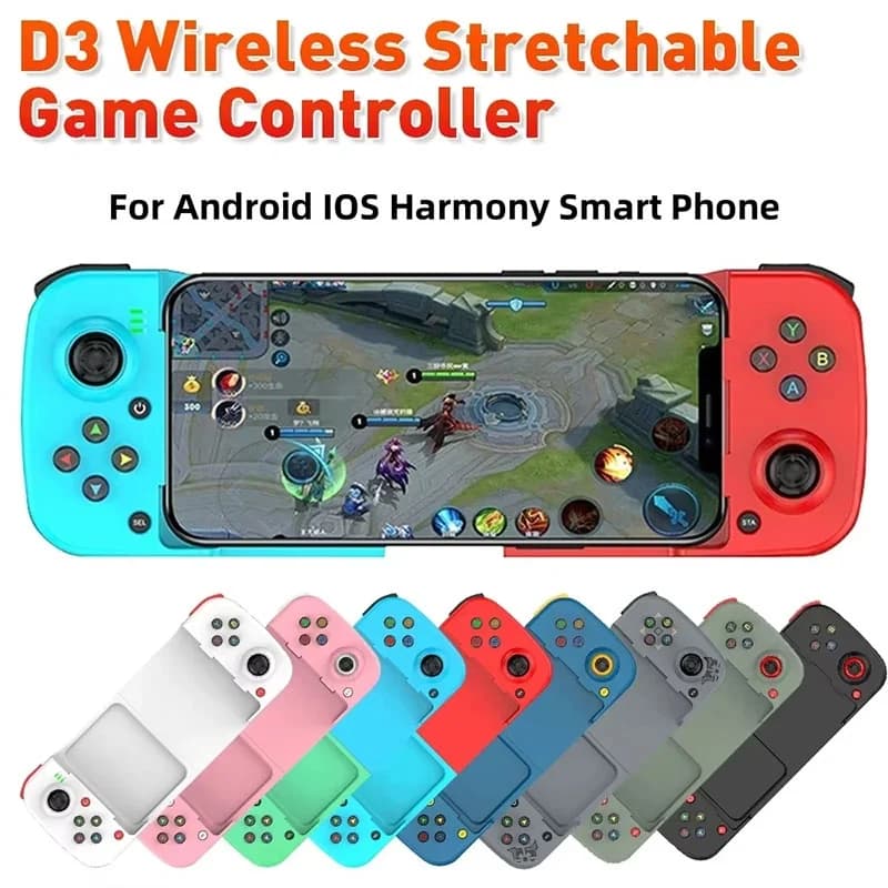 Controller di gioco wireless estensibile D3 Bluetooth 5.0 per cellulare, gamepad per iPhone, Huawei, Xiaomi, Android, Switch, PC