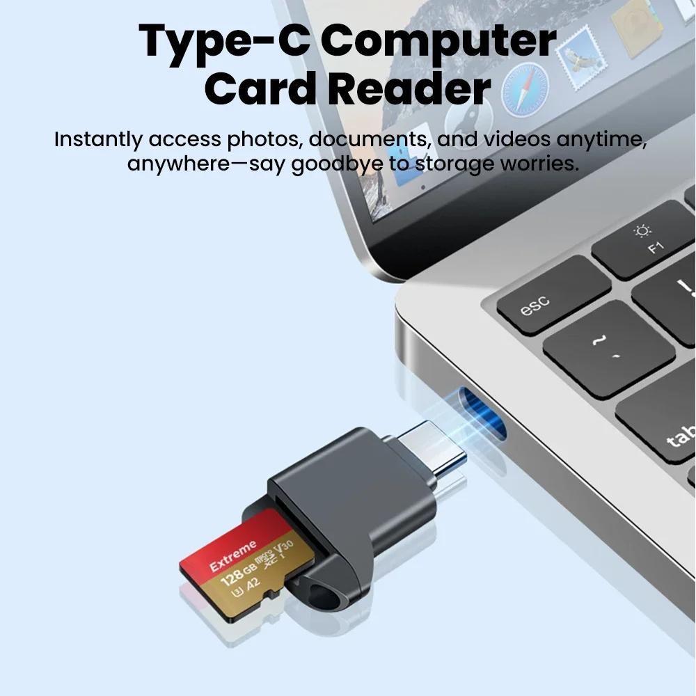 Type-C 2.0 Mini TF Card Reader External Storage Black Stretch for Memory Stick USB C 2.0 For Iphone 17 16  Mini TF Card Reader usb card reader