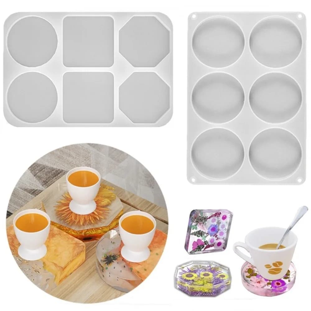 Stampo in silicone per sottobicchieri creativi, facile da usare, stampo in resina epossidica fatto a mano con forme geometriche, rotondo, riutilizzabile, per artigianato in resina fai da te per principianti