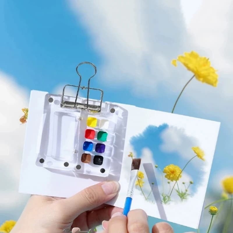 Mini Watercolor Acrylic Paint Acrylic Box Portable Handbook Sketching Travel Painting Sketchbook Palette Small Drawing Board