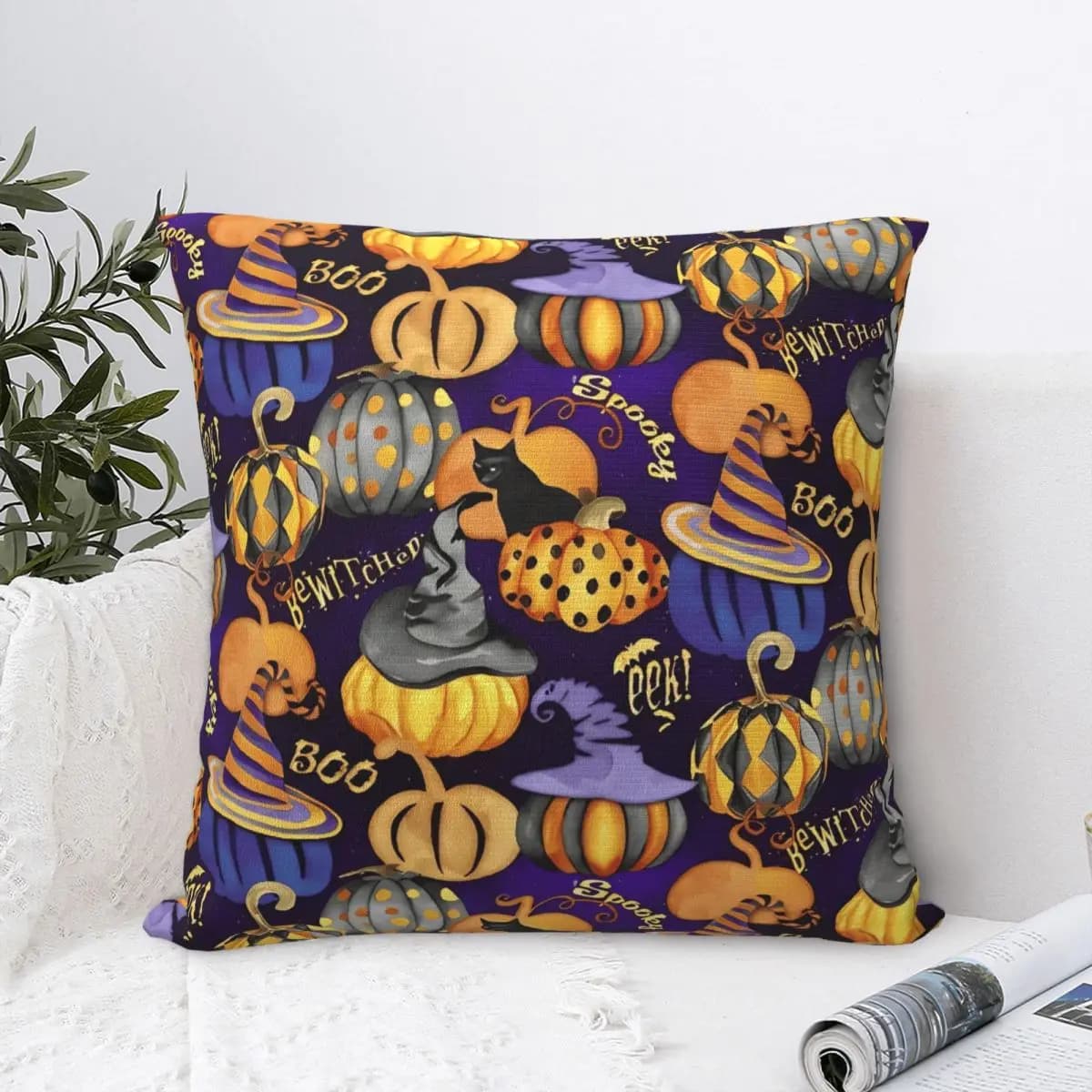 Zucche Viola Federa per cuscino di Halloween Fodera per cuscino morbida personalizzata fai da te Federe di moda per la decorazione della casa del divano