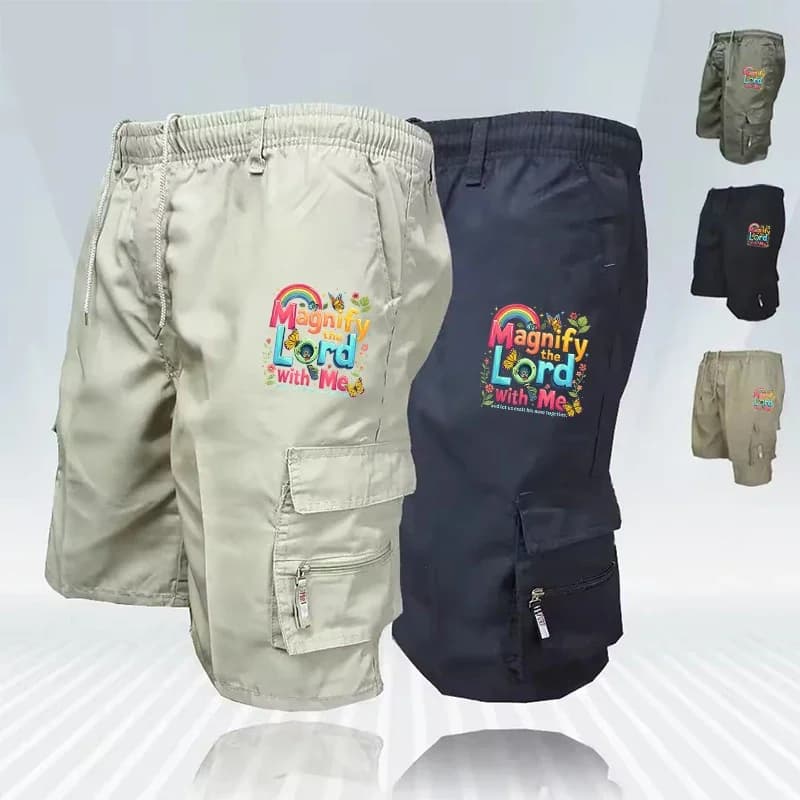 Men's Cargo Shorts Summer Oversized Pants Elastic Waist Large Size Multi Pockets Outdoor Sweatpants Jogging Trend Men Clothes