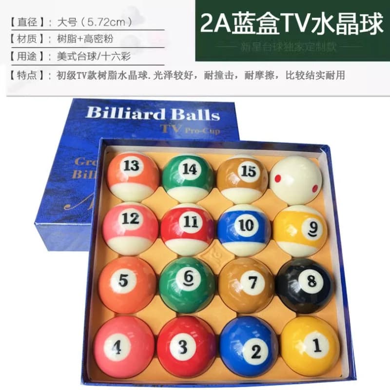 16-Color American Style Pool Balls Set, Standard Size 2.25 Inch Crystal Billiard Balls, Professional Quality for Pool Table