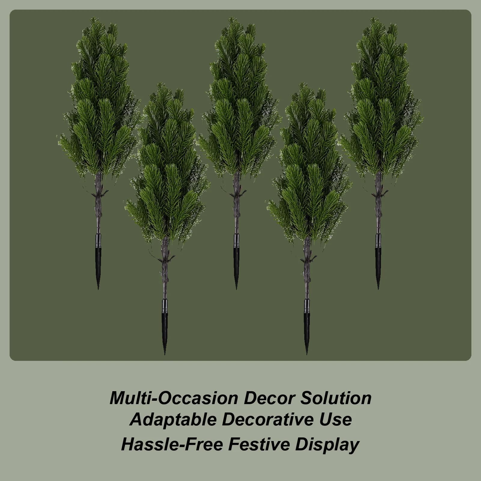 Artificial pine needle Christmas trees 5 pieces Pine pine plant fake cedar Christmas decorations fake Christmas cedar trees Green for