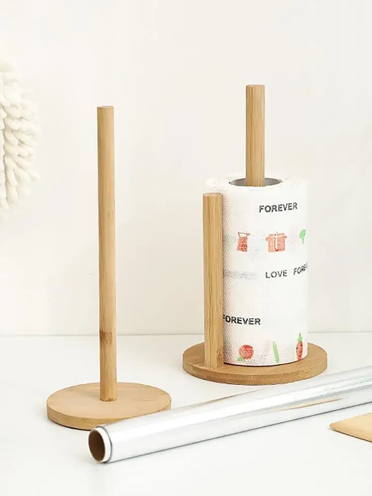 Porta asciugamani di carta in legno da cucina, rotolo di legno, porta fazzoletti da bagno, supporto verticale, porta asciugamani da cucina