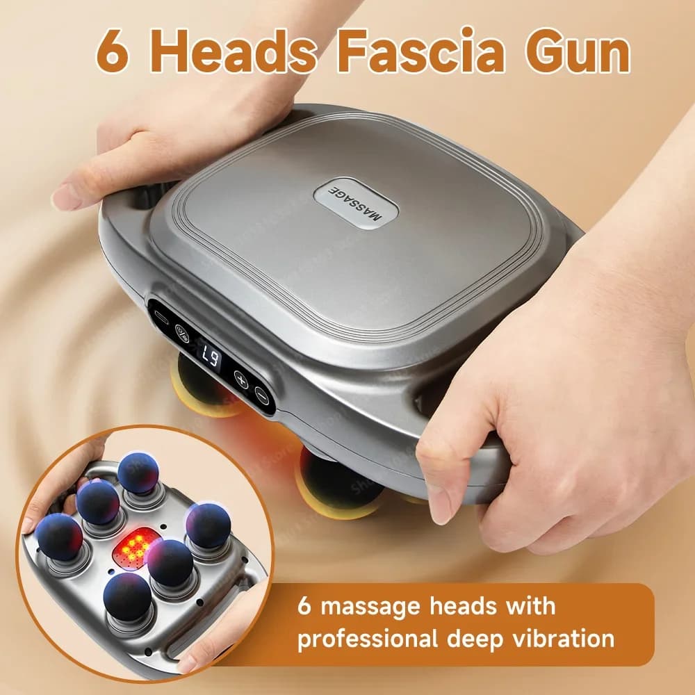 6 Head Electric Band Pistol Muscle Massage Portable Muscle Relaxation Professional Vibration Neck Massage Gun for Body Lifting Pain