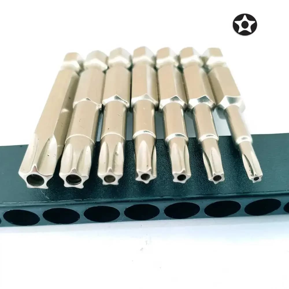 7 pezzi punte per cacciavite Torx a 5 punti 50mm S2 cacciavite a stella magnetico 1/4 "codolo esagonale T10 T15 T20 T25 T27 T30 T40