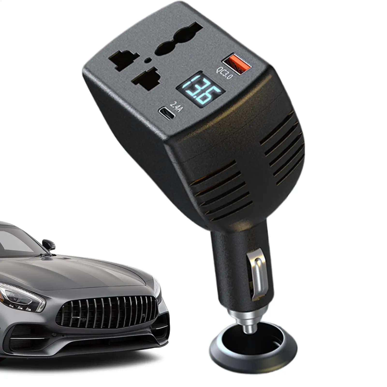 150W DC 12V to AC 220V Car Power Inverter Car Voltage Converter Adapter with Digital Display and USB-C Car Charger