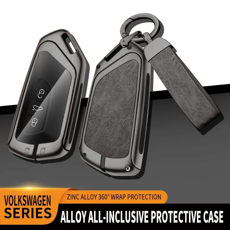 Zinc Alloy Leather Car Key Case Cover Shell For VW Volkswagen Golf 8 2020 Skoda Octavia A8 MK8 2022 2021 SEAT Leon MK4 Accessory