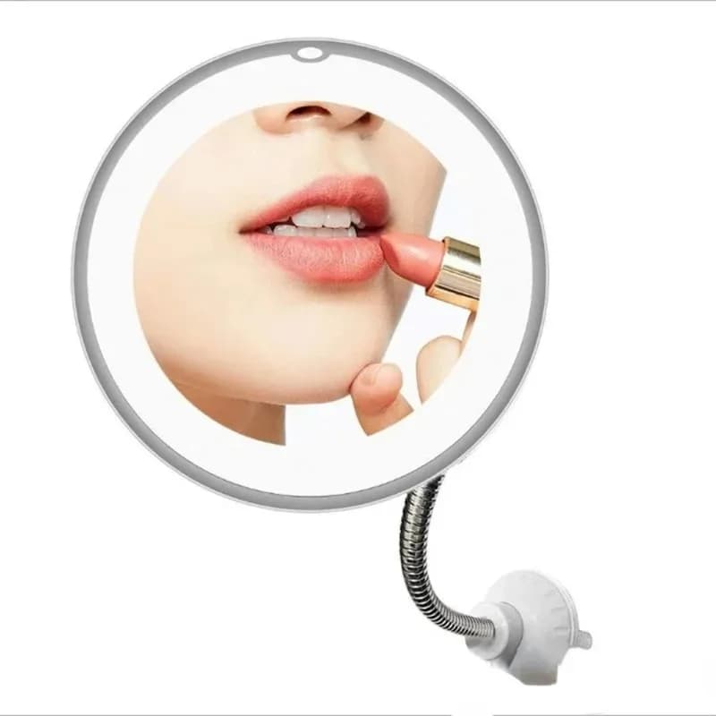 Specchio per Trucco LED con Ingrandimento 10X, Supporto a Ventosa con Braccio Flessibile, Luce Diffusa a 360° ° Supporto Girevole per Mobile da Bagno
