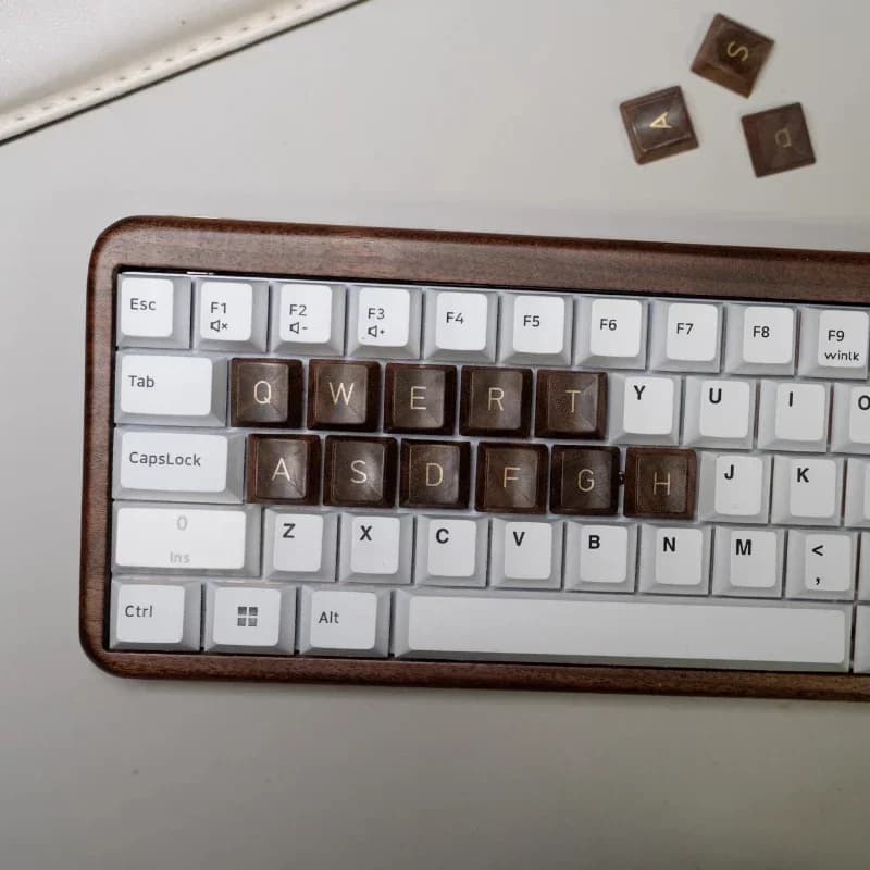 Walnut wood cover Custom spacer bar in solid wood Enter Craft cups Cherry Puntale Copritasti Mechanical keyboard accessory