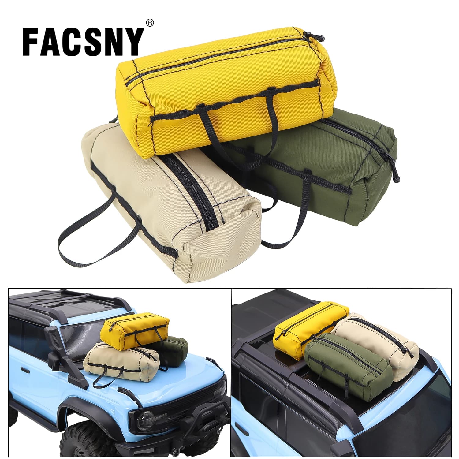 Simulazione Borsa da viaggio in miniatura Ornamento per tetto Decorazione per bagagli per 1/10 RC Crawler Car TRX4 SCX10 II 90046 D90 Accessori
