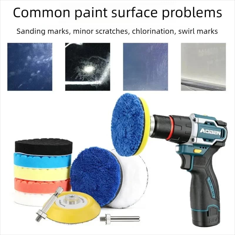 2" 3" Self-adhesive Wool Polishing Wheel & Sponge Pad Polishing Ball Buffing Disc for Electric Drill, Waxing Polishing Tools