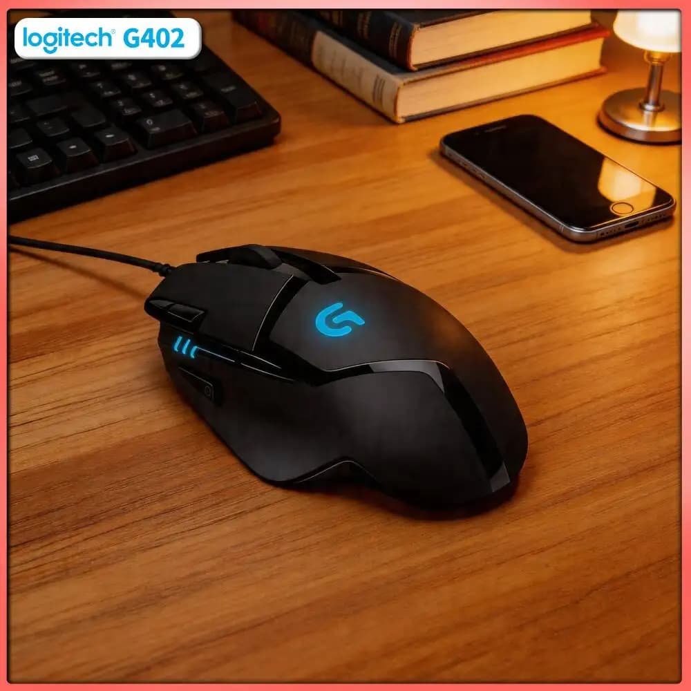 Professional Logitech G402 Gaming Mouse 4000 DPI On-the-Fly Switch 8 Custom Buttons 1ms Report Rate for Daily Gaming Use