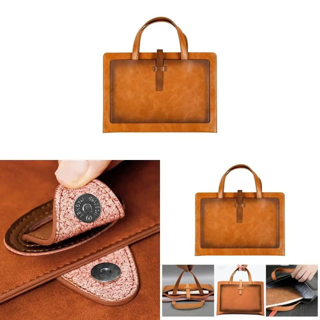 Borsa stoccaggio del documento in pelle per laptop con fibbia in pelle per laptop per ufficio
