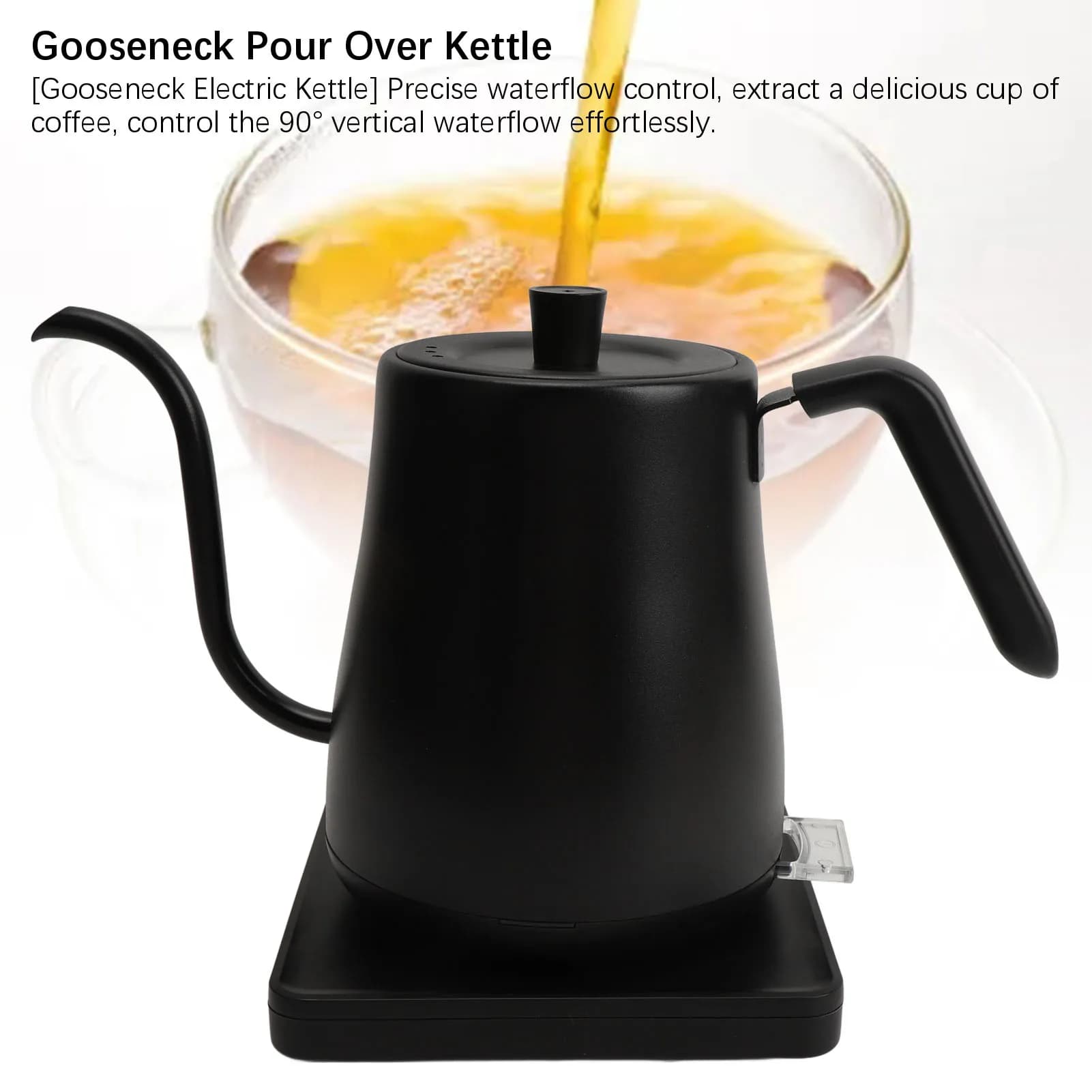 Electric Gooseneck Kettle 800ml 1000W Auto Power Off ABS 304 Stainless Steel Pour Over Kettle