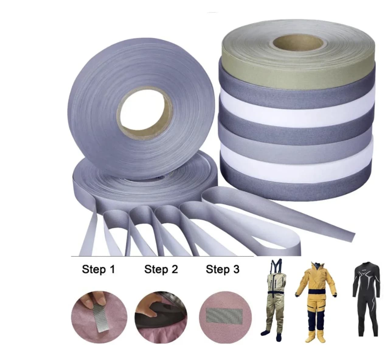 Iron On Seam Sealing Tape T-2000X Hot Melt Patch di riparazione muta impermeabile a 3 strati per abbigliamento Outdoor Wader pantaloni giacca antipioggia