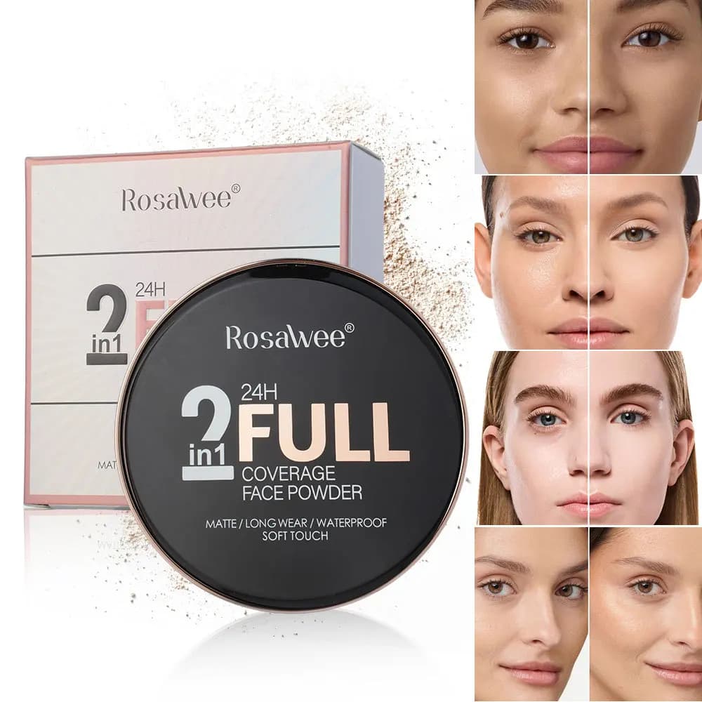 Double‑layer Matte Face Powder Palette Sweat‑proof Setting Powder Delicate Texture Natural Concealer Facial Makeup Cosmetics