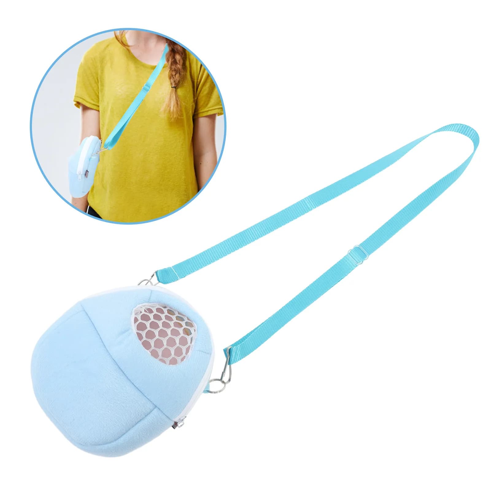Borsa Traspirante per Porcellini d'India, Trasportino Portatile per Criceti, Borsa da Viaggio per Piccoli Animali con Fodera Morbida e Tracolla, Nido per Animali Domestici da Esterno, per Ratti