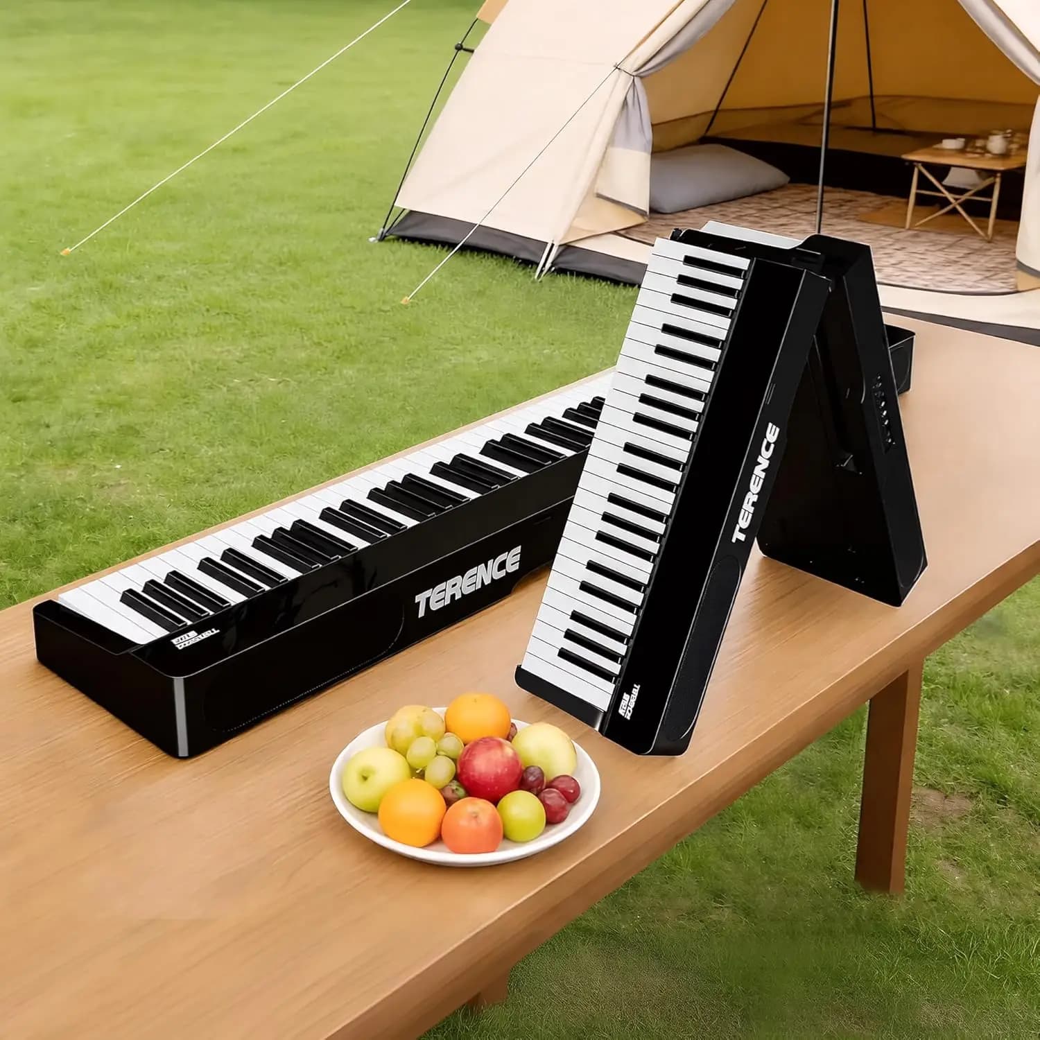 88-Key Weighted Foldable Digital Piano Full Size Keyboard with Headphones, 4 Speakers, Bluetooth & Built-in Battery (Black)