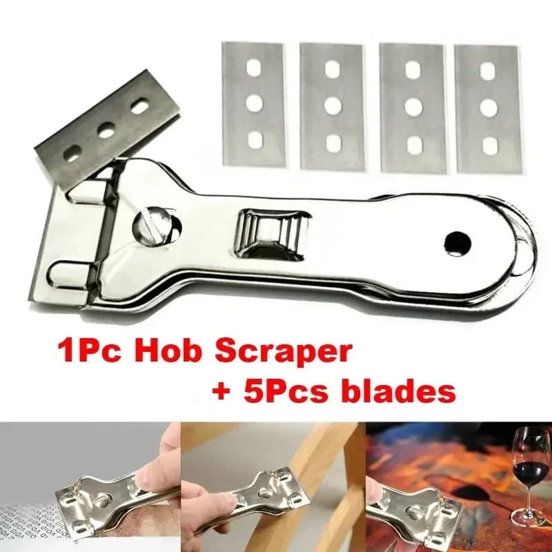 Convenient & Easy to use 1pc Scraper Cleaner With 5pcs Spare Blades Durable Glass Ceramic Hob Remover Oven Cooker Cleaning Tool