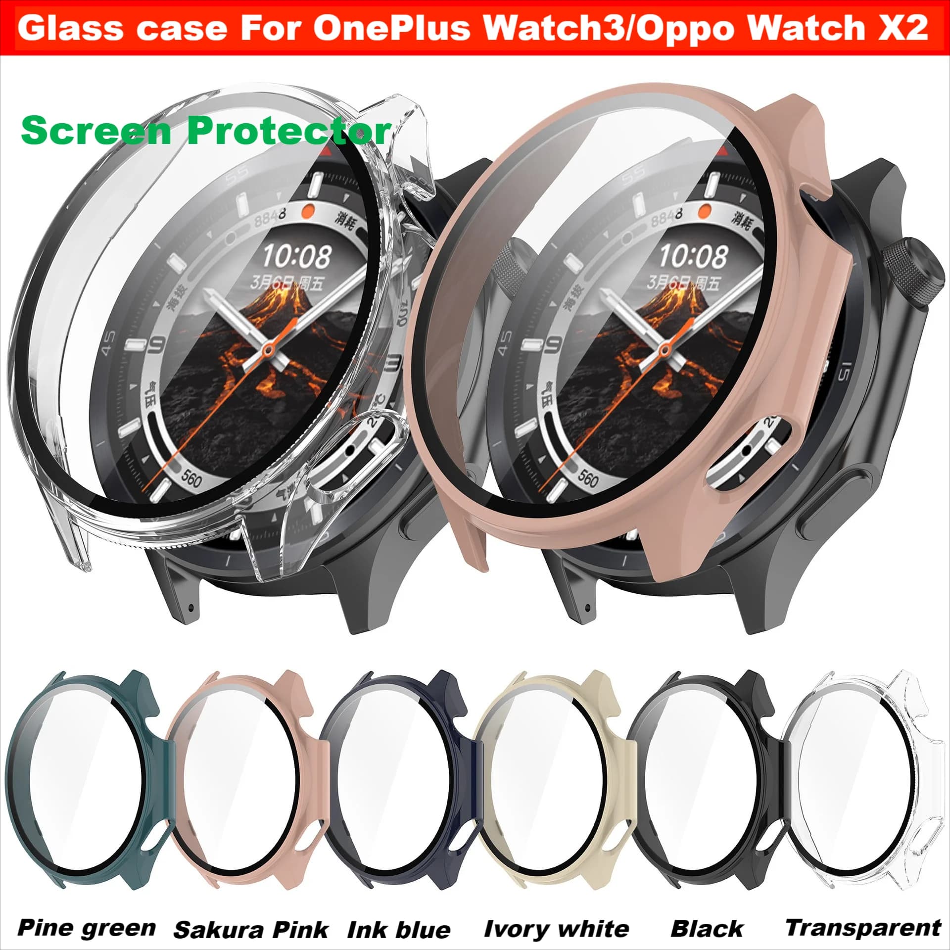 Tempered Glass Case for OnePlus Watch 3 Smart Watch Screen Protector for Oppo Watch X2 Cover Shell Accessories