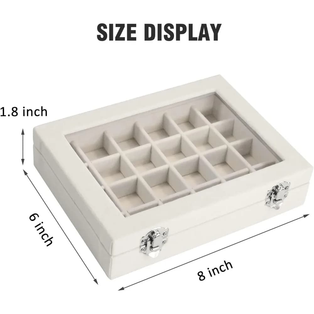 Best seller Velvet Jewelry Box with 24 Grids Display Organizer Tray for Rings Earrings Necklaces Storage Case Gift for Women Girls