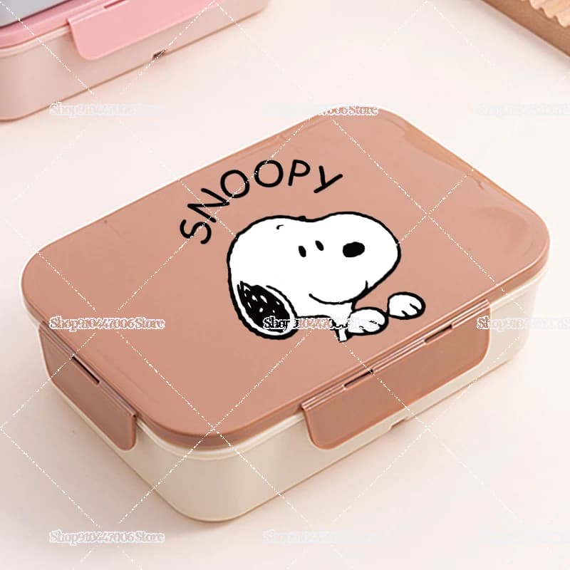 Contenitore per Pranzo in Plastica con Scomparti a Tema Cartone Animato Snoopy, Scatola Ermetica Portatile per Studenti e Lavoratori d'Ufficio