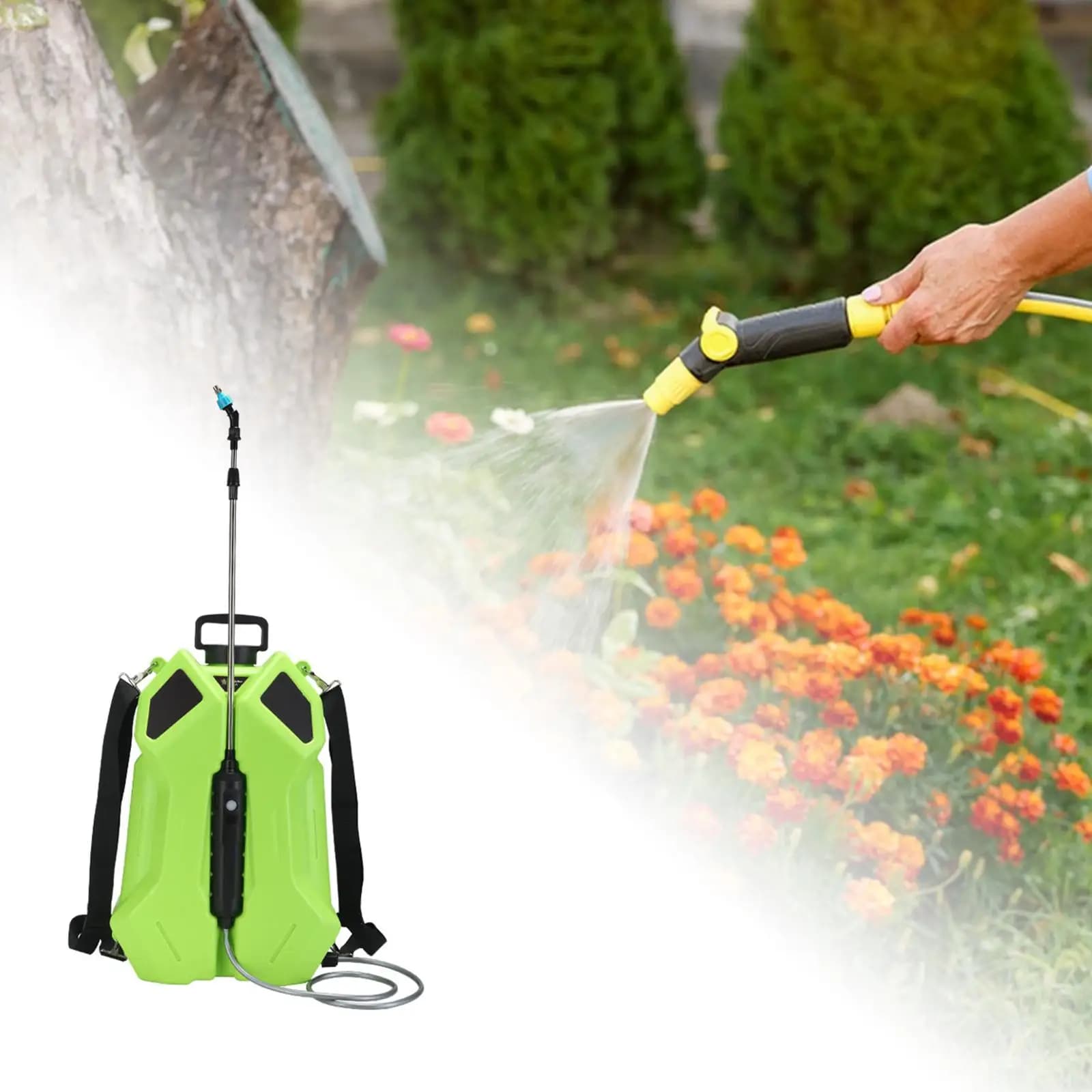 Spruzzatore Elettrico Ricaricabile 20L con Ugello Regolabile e Asta Flessibile, Pompa Irroratrice per Giardino, Frutteto e Terrazza
