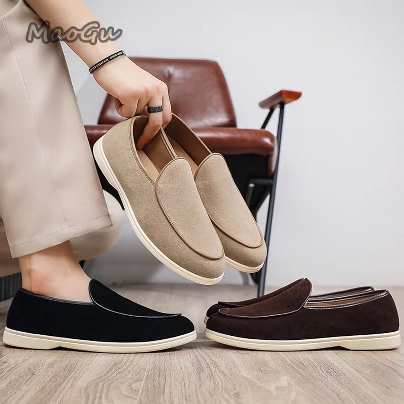 Men's brief-on loafers Soft PU Round Toe Casual sneakers Men's large shoes 39-45 Flat bottom Comfortable Chaussure Hommes