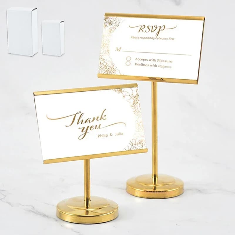 Porta etichette per buffet dell'hotel di fascia alta Espositore per cartellini del prezzo Porta cartelli per alimenti Supporto per cartelli da scrivania Clip per biglietti da visita Espositore per informazioni sul vino